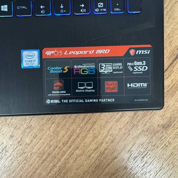 Ігровий ноутбук MSI GP63 Leopard 8RD / 15.6" (1920x1080) TN / Intel Core i7-8750H (6 (12) ядер по 2.2 - 4.1 GHz) / 8 GB DDR4 / 256 GB SSD / nVidia GeForce GTX 1050 Ti, 4 GB GDDR5, 128-bit / WebCam б/в - зображення 8