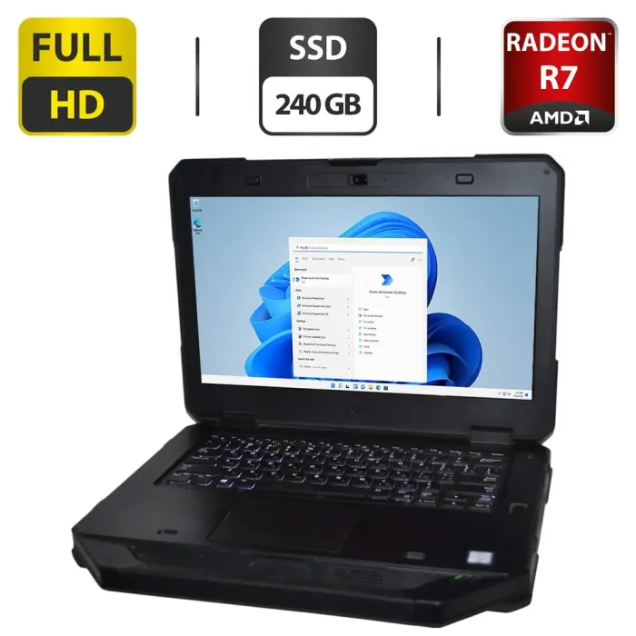 Захищений ноутбук Dell Latitude 5414 Rugged / 14" (1920x1080) TN / Intel Core i7-6600U (2(4) ядра по 2.6 - 3.4 GHz) /  16 GB DDR4 / 240 GB SSD / AMD Radeon R7 M360, 2 GB GDDR3, 64-bit / WebCam / Wi-Fi / Bluetooth / Windows 11 Pro + Блок живлення 130W б/в - зображення 1