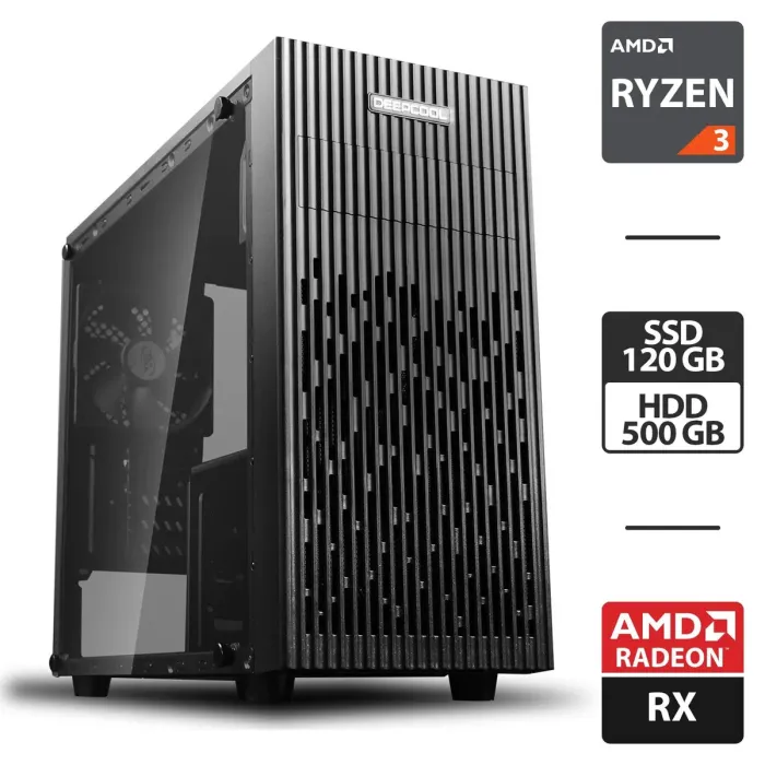 Ігровий ПК Deepcool Matrexx 30 Tower / AMD Ryzen 3 1200 (4 ядра по 3.1 - 3.4 GHz) / 8 GB DDR4 / 120 GB SSD + 500 GB HDD / AMD Radeon RX 550, 4 GB GDDR5, 128-bit / 500W - зображення 1