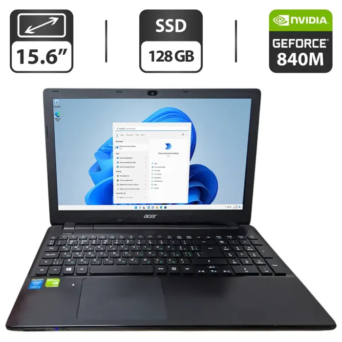 Ноутбук Acer Aspire E5-572G / 15.6" (1366x768) TN / Intel Core i5-4210M (2 (4) ядра по 2.6 - 3.2 GHz) / 16 GB DDR3 / 128 GB SSD / nVidia GeForce 840M, 2 GB GDDR3, 64-bit / WebCam / DVD-ROM б/в - зображення 1