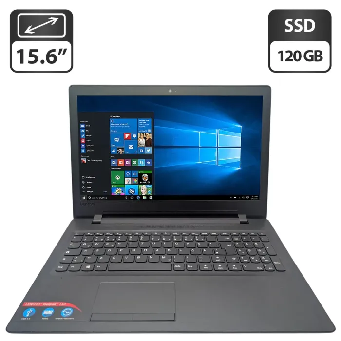 Ноутбук Lenovo IdeaPad 110-15ACl / 15.6" (1366x768) TN / AMD E2-7110 (4 ядра по 1.8 GHz) / 8 GB DDR3 / 120 GB SSD / AMD Radeon R2 Graphics / WebCam / DVD-ROM б/в - изображение 1