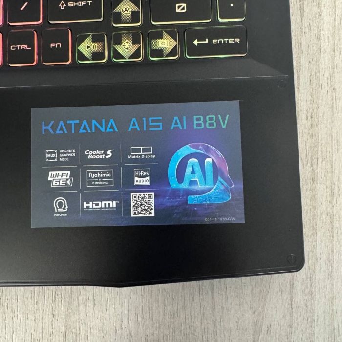 Ігровий ноутбук MSI Katana A15 AI B8VG / 15,6" (1920x1080) IPS / AMD Ryzen 9 8945HS (8 (16) ядер по 4,0 – 5,2 ГГц) / 16 ГБ DDR5 / 1000 ГБ SSD / nVidia GeForce RTX 4070, 8 ГБ GDDR6, 128-біт / Веб-камера б/в - изображение 9