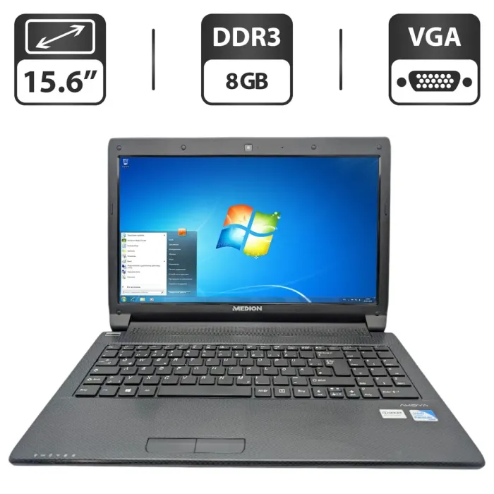 Ноутбук Medion Akoya E6227 / 15.6" (1366x768) TN / Intel Core i7-3630QM (4 (8) ядра по 2.4 - 3.4 GHz) / 8 GB DDR3 / 500 GB HDD / Intel HD Graphics 4000 / WebCam / DVD-ROM б/в - зображення 1