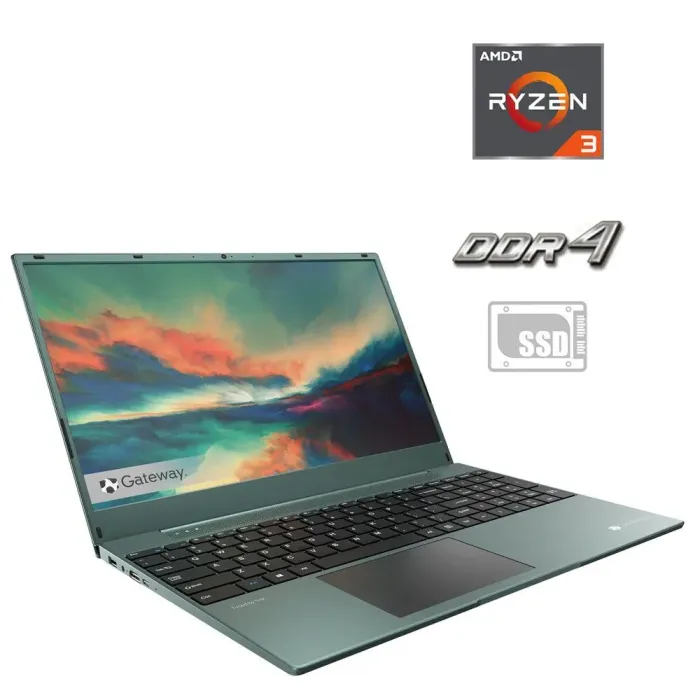 Ультрабук Gateway GWTN156-12GR / 15.6" (1920x1080) IPS / AMD Ryzen 3 3250U (2 (4) ядра по 2.6-3.5 GHz) / 4 GB DDR4 / 128 GB SSD / Radeon RX Vega 3 Graphics / WebCam / HDMI - зображення 1