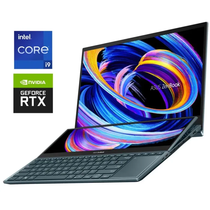 Ігровий ноутбук Asus ZenBook Pro Duo UX582HS / 15,6" (3840x2160) OLED / Intel Core i9-11900H (8 (16) ядер по 2.1 - 4.9 GHz) / 32 GB DDR4 / 1000 GB SSD NVMe / nVidia GeForce RTX 3080, 8 GB GDDR6, 256-bit / WebCam б/в - зображення 1