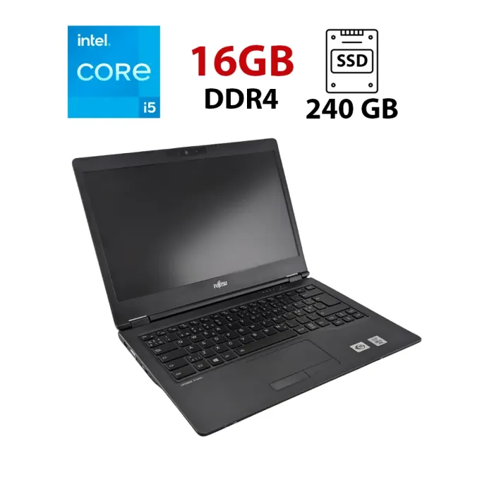 Ультрабук Fujitsu LifeBook U7410 / 14" (1920x1080) IPS / Intel Core i5-10210U (4 (8) ядра по 1.6 - 4.2 GHz) / 16 GB DDR4 / 240 GB SSD / Intel UHD Graphics / WebCam б/в - зображення 1