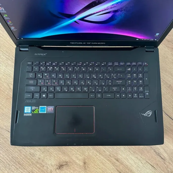 Ігровий ноутбук Б-клас Asus ROG Strix GL702VI / 17.3" (1920x1080) IPS / Intel Core i7-7700HQ (4 (8) ядра по 2.8 - 3.8 GHz) / 16 GB DDR4 / 512 GB SSD + 1000 GB HDD / nVidia GeForce GTX 1080, 8 GB GDDR5X, 256-bit / WebCam б/в - зображення 7