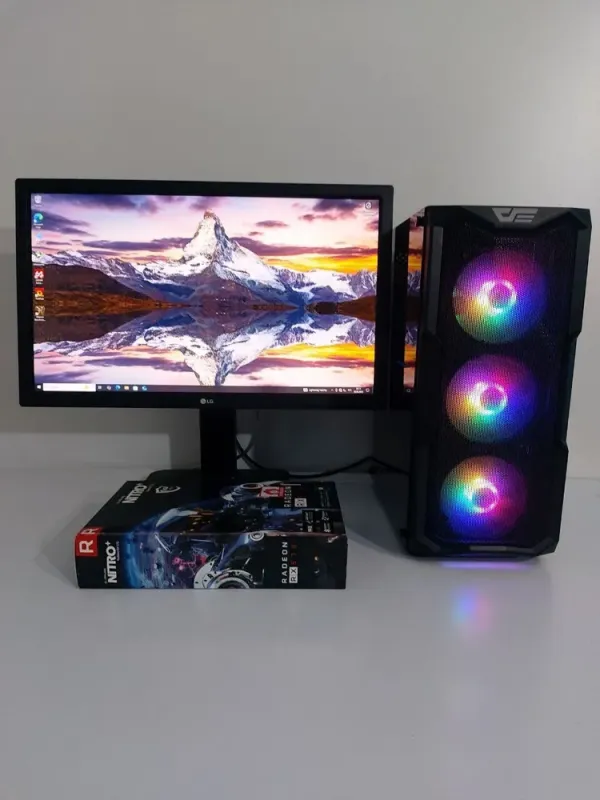 Комплект ПК: DarkFlash Aquarius Mesh Tower / Intel Core i5-7400 (4 ядра по 3.0 - 3.5 GHz) / 32 GB DDR4 / 240 GB SSD M.2 + 500 GB HDD / AMD Radeon RX 570, 8 GB GDDR5, 256-bit / 600W + Монітор LG 24MB37PM-B / 24" (1920x1080) IPS б/в - зображення 3