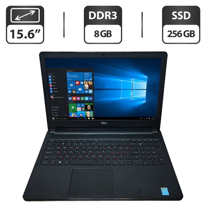 Ноутбук Dell Vostro 3558 / 15.6" (1366x768) TN / Intel Core i5-5200U (2 (4) ядра по 2.2 - 2.7 GHz) / 8 GB DDR3 / 256 GB SSD / Intel HD Graphics 5500 / WebCam / DVD-ROM б/в - изображение 1