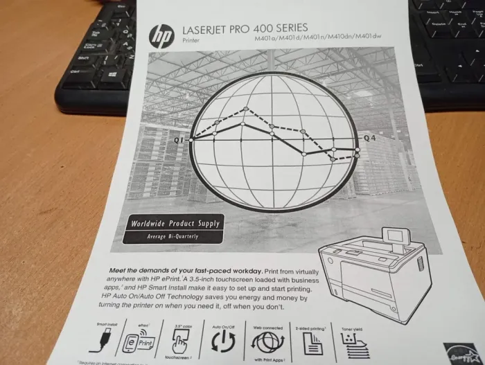 Принтер Б-клас HP LaserJet Pro 400 Printer M401D / Лазерний монохромний друк / 1200x1200 dpi / A4 / 33 стор. / хв / USB 2.0 / Дуплекс б/в - зображення 4