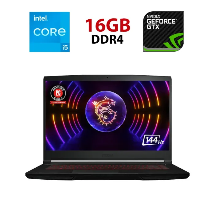 Ігровий ноутбук MSI GF63 Thin 12VE-283NEU / 15.6" (1920x1080) IPS / Intel Core i5-12450H (8 (12) ядер по 3.3 - 4.4 GHz) / 16 GB DDR4 / 480 GB SSD / nVidia GeForce RTX 4050, 6 GB GDDR6, 96-bit / WebCam б/в - зображення 1