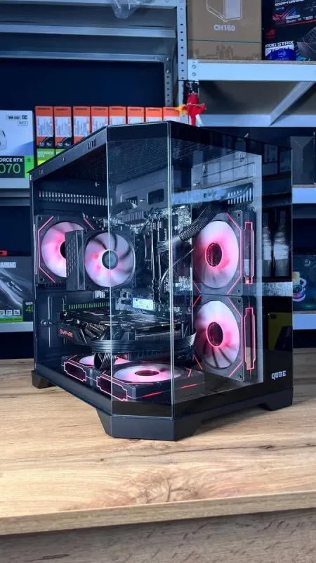Збірка під замовлення: ігровий ПК Qube Crystal ARGB Black Tower / AMD Ryzen 5 5500 (6 (12) ядер по 3.6 - 4.2 GHz) / 32 GB DDR4 / 1000 GB SSD M.2 / AMD Radeon RX 6700 XT, 12 GB GDDR6, 192-bit / 650W б/в - зображення 2