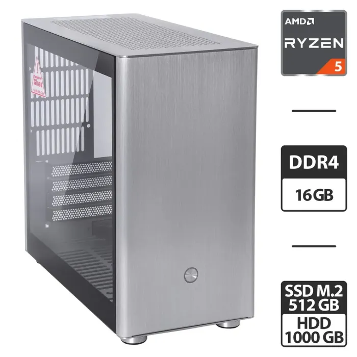 Ігровий ПК Qube V9 PRO Tower / AMD Ryzen 5 5600G (6 (12) ядер по 3.9 - 4.4 GHz) / 16 GB DDR4 / 512 GB SSD M.2 + 1000 GB HDD / AMD Radeon Graphics / 650W - зображення 2