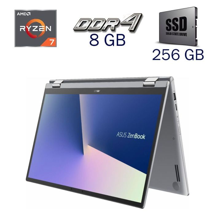 Ноутбук-трансформер Asus ZenBook Flip Q507IQ / 15.6" (1920x1080) IPS Touch / AMD Ryzen 7 4700U (8 ядер по 2.0 - 4.1 GHz) / 8 GB DDR4 / 256 GB SSD / nVidia GeForce MX350, 2 GB GDDR5, 64-bit / WebCam б/в - зображення 2