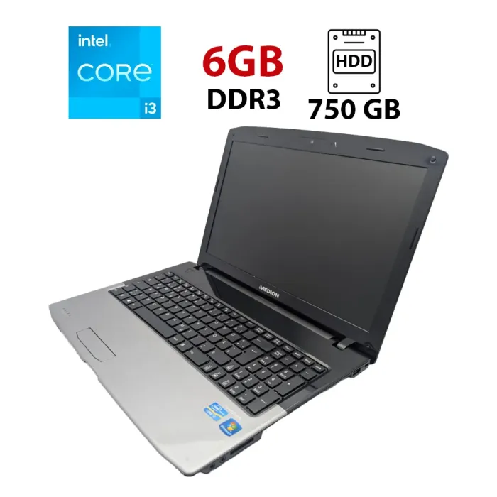 Ноутбук Medion Akoya E6226 / 15.6" (1366x768) TN / Intel Core i3-2310M (2 (4) ядра по 2.4 GHz) / 6 GB DDR3 / 750 GB HDD / Intel HD Graphics 3000 / WebCam б/в - зображення 1
