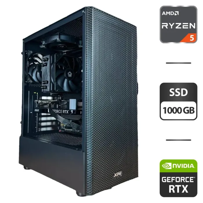 Ігровий ПК A-Data XPG Valor Mesh C Black Tower / AMD Ryzen 5 7500F (6 (12) ядра по 3.7 - 5.0 GHz) / 32 GB DDR5 / 1000 GB SSD M.2 / nVidia GeForce RTX 4060, 8 GB GDDR6, 128-bit / 750W / HDMI - зображення 1