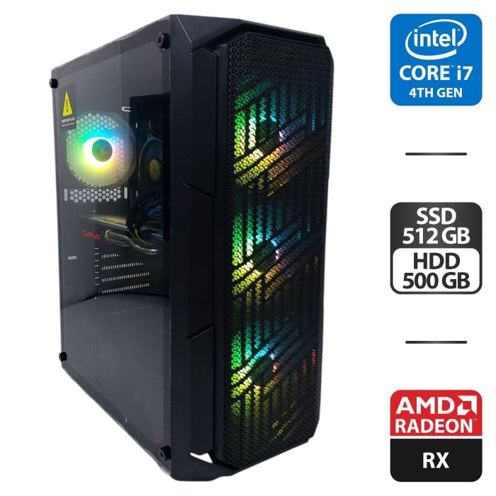 Комп'ютер 1stPlayer FireBase XF Tower / Intel Core i7-4790 (4 (8) ядра по 3,6 - 4,0 ГГц) / 16 ГБ DDR3 / 512 ГБ SSD + 500 ГБ HDD / AMD Radeon RX 580, 8 ГБ GDDR5, 256-біт / 550 Вт б/в - зображення 1
