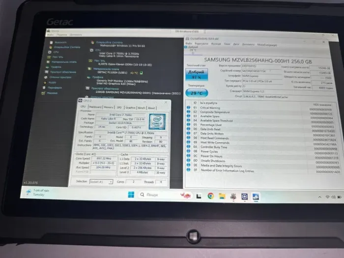 Захищений планшет Б-клас Getac F110 G3 / 11.6" (1366x768) IPS / Intel Core i7-7500U (2 (4) ядра по 2.7 - 3.5 GHz) / 8 GB DDR4 / 256 GB SSD / Intel HD Graphics 520 / Дві батареї б/в - зображення 5