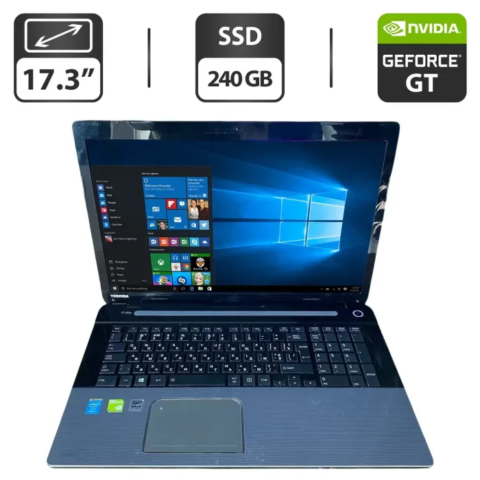 Ноутбук Toshiba Satellite L670 / 17.3" (1600x900) TN / Intel Core i7-4700MQ (4 (8) ядра по 2.4 - 3.4 GHz) / 16 GB DDR3 / 240 GB SSD / nVidia GeForce GT 740M, 2 GB GDDR3, 64-bit / WebCam / DVD-ROM б/в - зображення 1