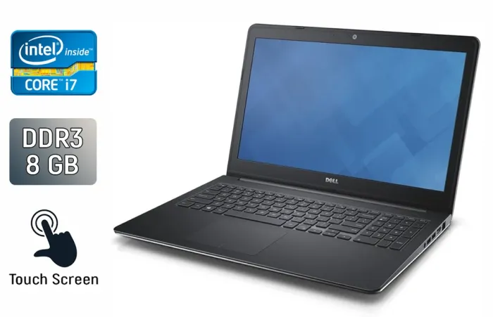 Ноутбук Б-клас Dell Inspiron 15-5547 / 15.6" (1366x768) TN Touch / Intel Core i7-4510U (2 (4) ядра по 2.0 - 3.1 GHz) / 8 GB DDR3 / 240 GB SSD / Intel HD Graphics 4400 / WebCam / Windows 10 б/в - зображення 1