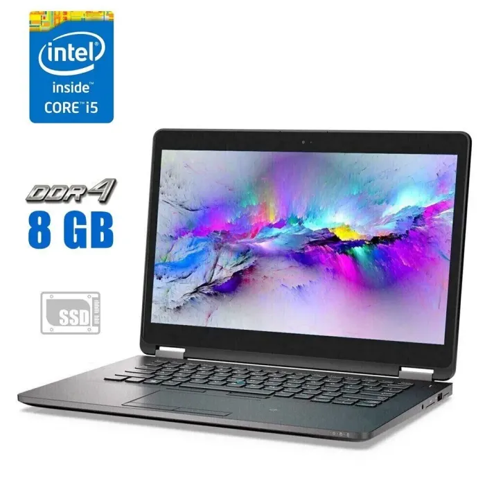 Ультрабук Dell Latitude E7470 / 14" (1920x1080) IPS / Intel Core i5-6200U (2 (4) ядра по 2.3 - 2.8 GHz) / 8 GB DDR4 / 120 GB SSD / Intel HD Graphics 520 / WebCam б/в - зображення 1