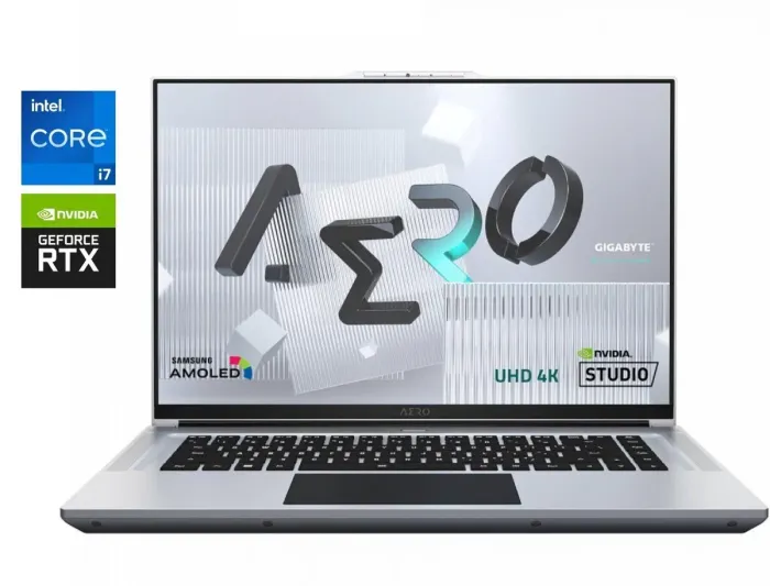 Ігровий ноутбук Gigabyte Aero 16 XE4 / 16" (3840x2400) OLED / Intel Core i7-12700H (14 (20) ядер по 3.5 - 4.7 GHz) / 16 GB DDR4 / 1000 GB SSD / nVidia GeForce RTX 3070 Ti, 8 GB GDDR6, 256-bit / WebCam б/в - зображення 1