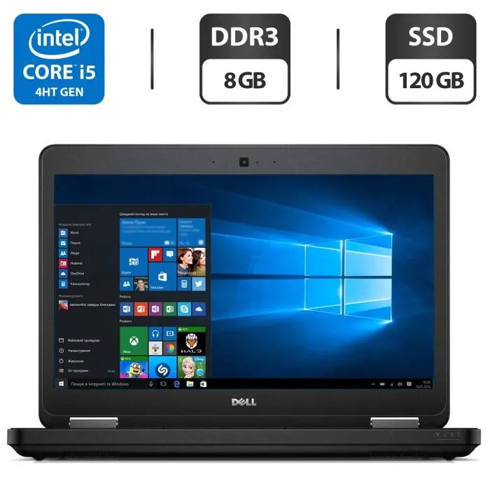 Ноутбук Б-клас Dell Latitude E5540 / 15.6" TN / Core i5-4310U (2(4) ядра по 2-3GHz) / 8GB DDR3 / 120GB SSD / HD Graphics 4400 / WebCam / DVD-ROM / HDMI б/в - зображення 1