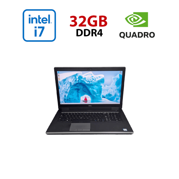Мобільна робоча станція Dell Precision 7740 / 17,3" (1920x1080) IPS / Intel Core i7-9750H (6 (12) ядер по 2,6 - 4,5 ГГц) / 32 ГБ DDR4 / 512 ГБ SSD / nVidia Quadro RTX 4000, 8 ГБ GDDR6, 256-біт / HDMI / WebCam б/в - изображение 1