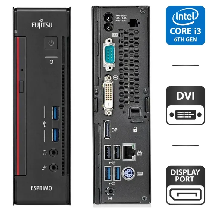 Неттоп Fujitsu Esprimo Q556 Desktop / Intel Core i3-6100T (2(4) ядра по 3.2GHz) / 4GB DDR4 / 500GB HDD / HD Graphics 530 / DisplayPort / Блок живлення в комплекті б/в - зображення 1