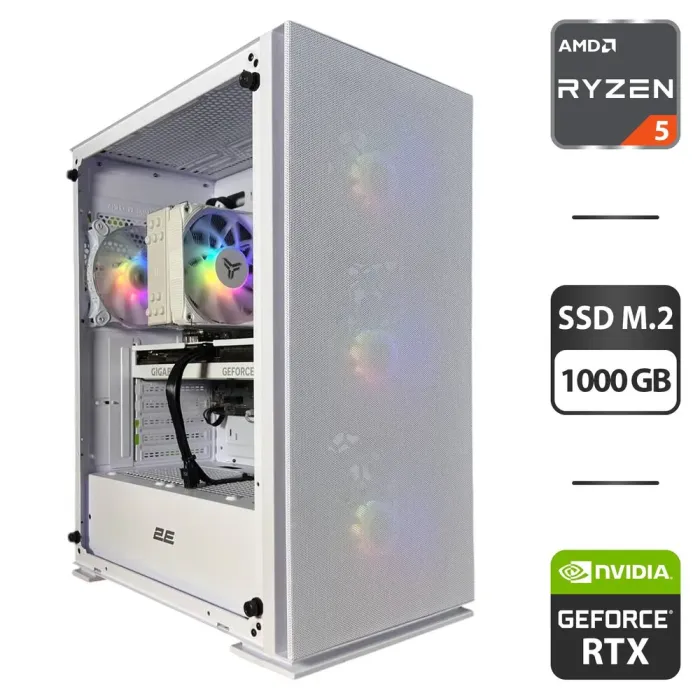 Збірка під замовлення: ігровий ПК 2E Gaming Virtus Neo White Tower / AMD Ryzen 5 7500F (6 (12) ядер по 3.7 - 5.0 GHz) / 32 GB DDR5 / 1000 GB SSD M.2 / nVidia GeForce RTX 4060 Ti Super, 8 GB GDDR6, 128-bit / 650W - зображення 1
