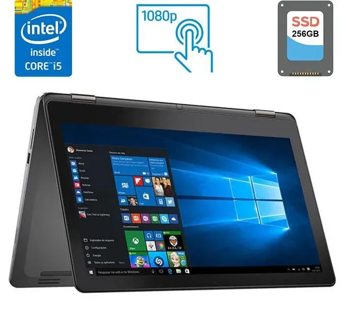 Ноутбук-трансформер Dell Inspiron 7558 / 15.6" (1920x1080) IPS Touch / Intel Core i5-5200U (2 (4) ядра по 2.2 - 2.7 GHz) / 8 GB DDR3 / 256 GB SSD / Intel HD Graphics 5500 / WebCam / HDMI б/в - зображення 1