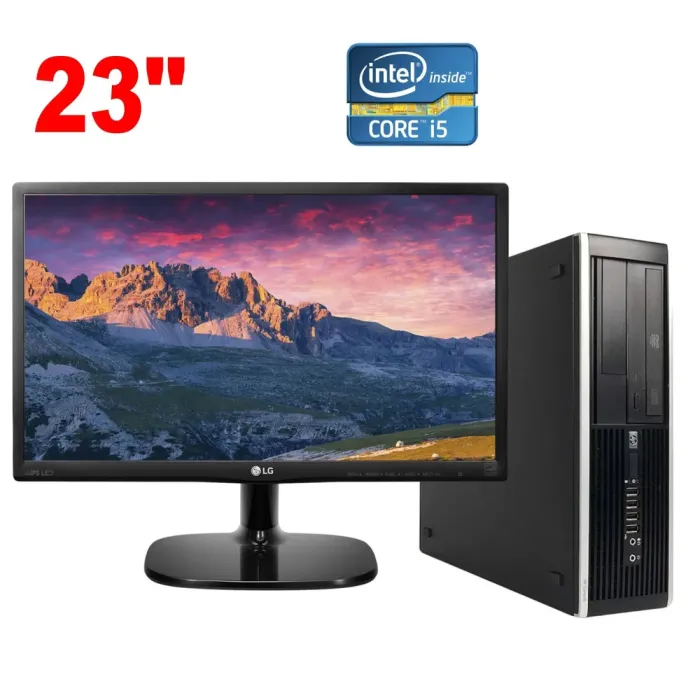 Комплект ПК: HP Compaq Pro 6300 SFF / Intel Core i5-3570 (4 ядра по 3,4 - 3,8 ГГц) / 8 ГБ DDR3 / 240 ГБ SSD / Intel HD Graphics 2500 / DVD-RW + Монітор LG 23MP48HQ-P / 23" (1920x1080) IPS / 1x HDMI, 1x VGA, 1x Audio б/в - зображення 1