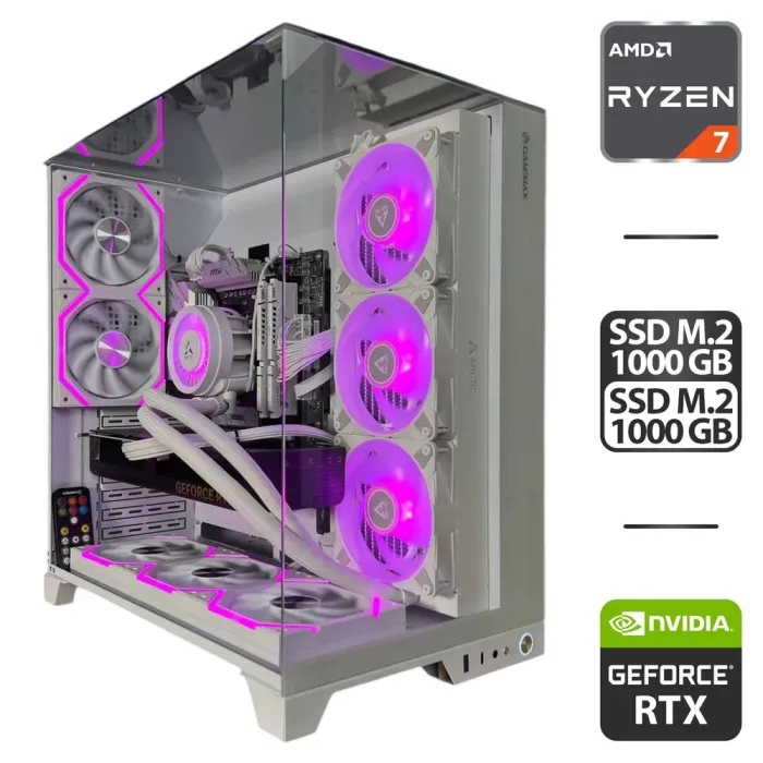 Збірка під замовлення: новий комп'ютер GameMax Infinity Pro White Tower / AMD Ryzen 7 7700 (8 (12) ядер по 3.8 - 5.3 GHz) / 32 GB DDR5 / 500 GB SSD M.2 + 1000 GB SSD M.2 / nVidia GeForce RTX 4070 Super, 12 GB GDDR6X, 192-bit / 750W б/в - зображення 1