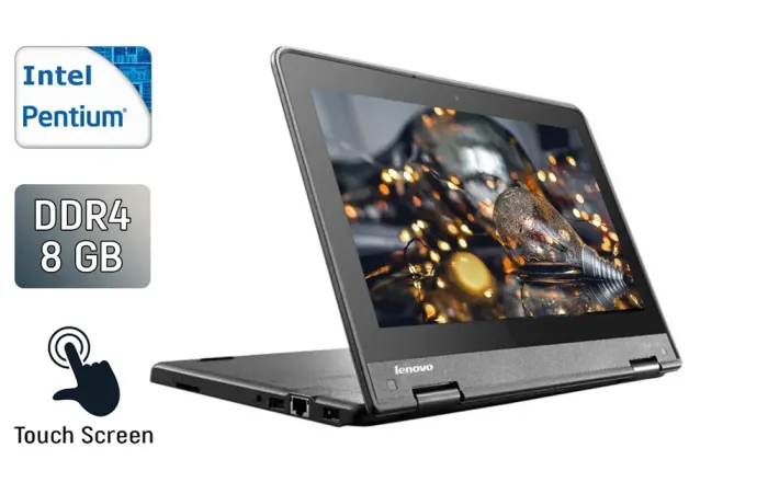 Нетбук-трансформер Б-клас Lenovo ThinkPad Yoga 11e / 11.6" (1366x768) TN Touch / Intel Pentium Silver N5000 (4 ядра по 1.1 - 2.7 GHz) / 8 GB DDR4 / 256 GB SSD / Intel UHD Graphics 605 / WebCam / HDMI б/в - зображення 1