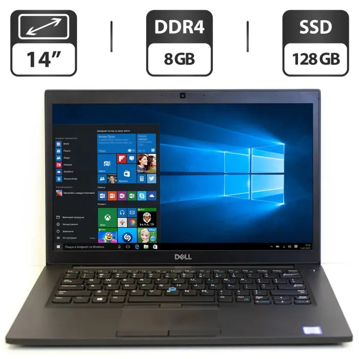 Ультрабук Б-класс Dell Latitude 7490 / 14" TN / Intel Core i5-7300U (2(4) ядра по 2.6-3.5 GHz) / 8GB DDR4 / 128GB SSD / UHD Graphics 620 / WebCam / HDMI б/в - зображення 1