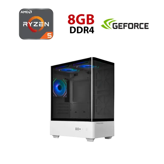 Ігровий ПК Ice Prologix Lumi GM-01AW Glass White Tower / AMD Ryzen 5 5500 (6 (12) ядер по 3,6 - 4,2 ГГц) / 8 ГБ DDR4 / 480 ГБ SSD / nVidia GeForce GTX 1660 Super, 6 ГБ GDDR6, 192-bit - зображення 1