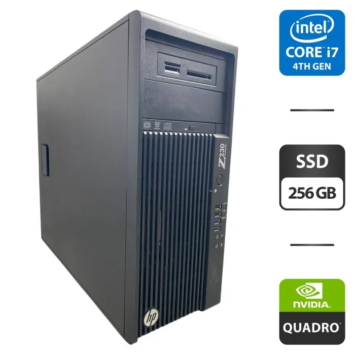 Робоча станція HP Workstation Z230 Tower / Intel Core i7-4770K (4 (8) ядра по 3,5 - 3,9 ГГц) / 16 ГБ DDR3 / 256 ГБ SSD / nVidia Quadro K2000, 2 ГБ GDDR5, 128-біт / DVD-ROM б/в - зображення 1