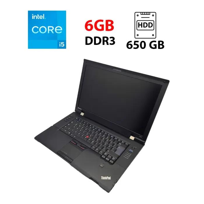 Ноутбук Lenovo ThinkPad L520 / 15.6" (1366x768) TN / Intel Core i5-2520M (2 (4) ядра по 2.5 - 3.2 GHz) / 6 GB DDR3 / 650 GB HDD / Intel HD Graphics 3000 / WebCam б/в - зображення 1