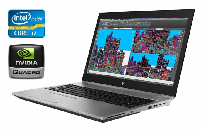 Мобільна робоча станція HP ZBook 15 G5 / 15.6" (1920x1080) IPS / Intel Core i7-8850H (6 (12) ядер по 2.6 - 4.3 GHz) / 32 GB DDR4 / 500 GB SSD / nVidia Quadro P1000, 4 GB GDDR5, 256-bit / WebCam / TouchID / Windows 10 Pro б/в - зображення 1
