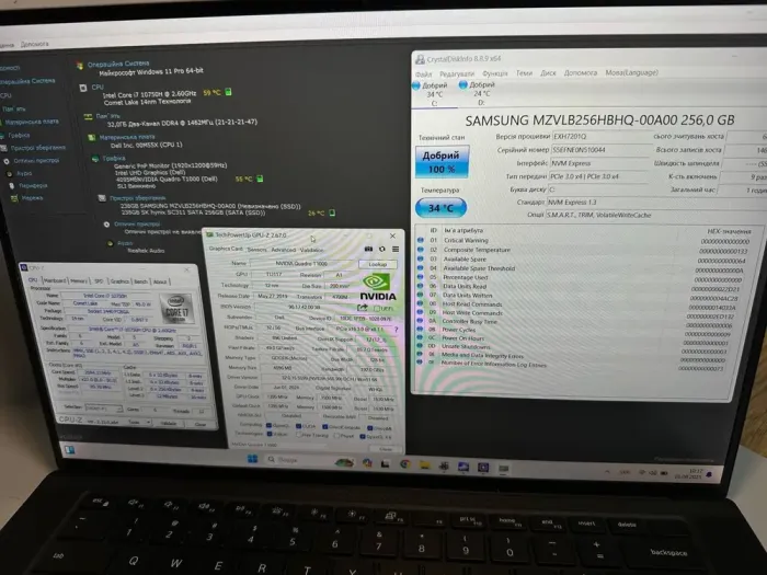 Мобільна робоча станція Б-класу Dell Precision 5550 / 15,6" (1920x1080) IPS / Intel Core i7-10750H (6 (12) ядер по 2,6 - 5,0 ГГц) / 32 ГБ DDR4 / 256 ГБ SSD + 256 ГБ SSD / nVidia Quadro T1000, 4 ГБ GDDR5, 128-біт / WebCa б/в - зображення 8