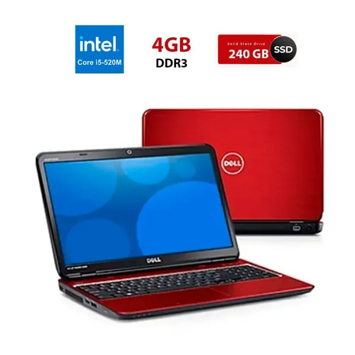 Ноутбук Б-клас Dell Inspiron 1564 / 15.6" (1366x768) TN / Intel Core i5-520M (2 (4) ядра по 2.4 - 2.93 GHz) / 4 GB DDR3 / 240 GB SSD / Intel HD Graphics / WebCam б/в - зображення 1