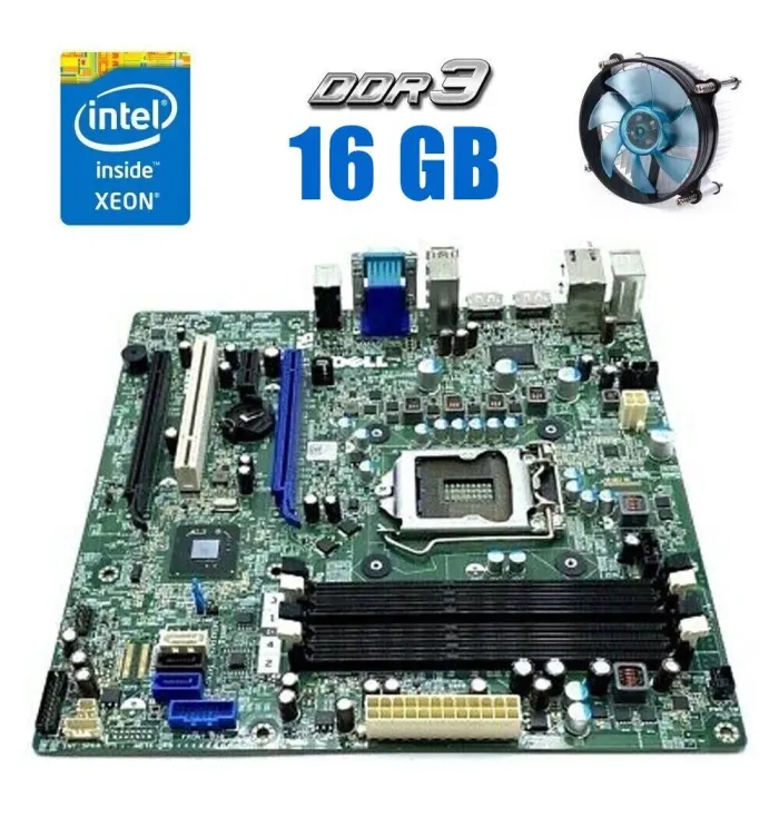 Комплект: Материнська плата Dell Optiplex 7010 MT + Intel Xeon E3-1245 (4 (8) ядра по 3.3 - 3.7 GHz) (аналог i7-2600) + 16 GB DDR3 + Кулер Vinga Q4 б/в - зображення 1