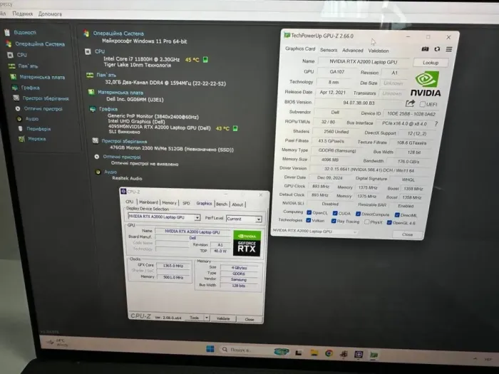Ігровий ноутбук Б-клас Dell Precision 5560 / 15.6" (3840x2400) IPS Touch / Intel Core i7-11800H (8 (16) ядер по 2.3 - 4.6 GHz) / 32 GB DDR4 / 512 GB SSD / nVidia RTX A2000, 4 GB GDDR6, 128-bit / WebCam / Win 11 Pro б/в - зображення 7