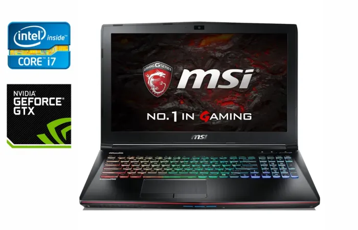 Ігровий ноутбук MSI GE62VR 6RF / 15.6" (1920x1080) IPS / Intel Core i7-6700HQ (4 (8) ядра по 2.6 - 3.5 GHz) / 16 GB DDR4 / 512 GB SSD / nVidia GeForce GTX 1060, 6 GB GDDR5, 192-bit / WebCam / HDMI б/в - зображення 1