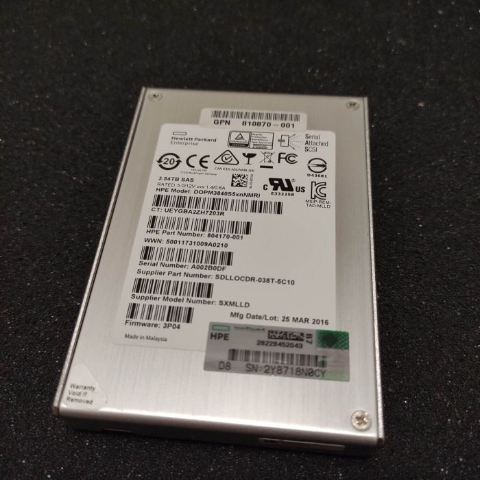 Твердотільний накопичувач SSD Hewlett Packard Enterprise DOPM3840S5xnNMRI / 2.5" / 3840 GB / SAS / eMLC б/в - зображення 2