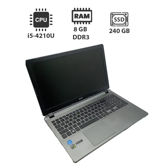 Ультрабук Acer Aspire V5 / 15.6'' (1366x768) TN / Intel Core i5-4210U (2 (4) ядра по 1.7 - 2.7 GHz) / 8 GB DDR3 / 240 GB SSD / Intel HD Graphics 4400 / WebCam б/в - зображення 1
