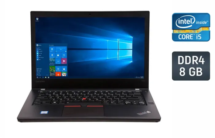 Ультрабук Б-клас Lenovo ThinkPad T470 / 14" (1920x1080) IPS / Intel Core i5-6300U (2 (4) ядра по 2.4 - 3.0 GHz) / 8 GB DDR4 / 256 GB SSD / Intel HD Graphics 520 / WebCam / Fingerprint / Windows 10 б/в - зображення 1