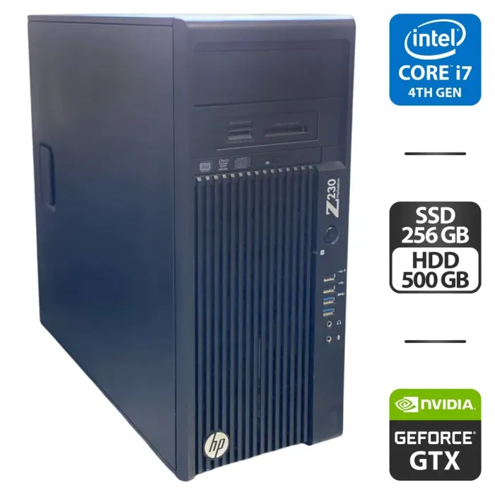 Робоча станція HP Workstation Z230 Tower / Intel Core i7-4770K (4 (8) ядра по 3.5 - 3.9 GHz) / 16 GB DDR3 / 256 GB SSD + 500 GB HDD / nVidia GeForce GTX 750 Ti, 2 GB GDDR5, 128-bit / DVD-ROM б/в - зображення 1