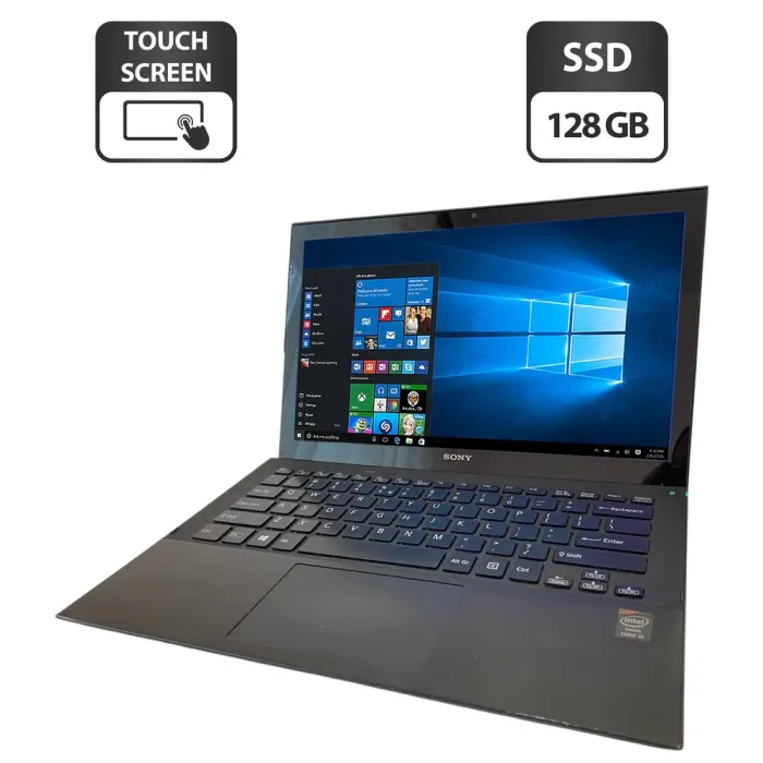 Ноутбук Б-клас Sony Vaio SVP132A1CM / 13.1" (1920x1080) TN Touch / Intel Core i5-4200U (2 (4) ядра по 1.6 - 2.6 GHz) / 4 GB DDR3 / 128 GB SSD / Intel HD Graphics 4400 / WebCam б/в - зображення 1
