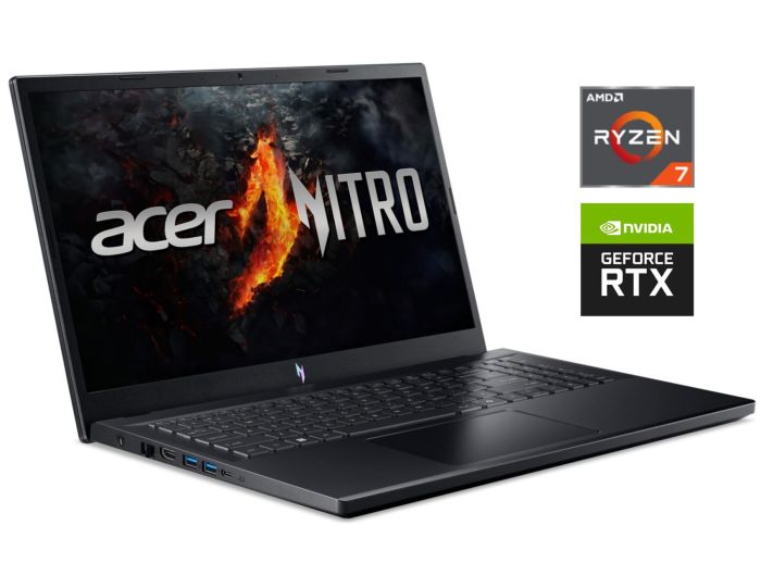 Ігровий ноутбук Acer Nitro V15 ANV15-41 / 15.6" (1920x1080) IPS / AMD Ryzen 7 7735HS (8 (16) ядер по 3.2 - 4.75 GHz) / 16 GB DDR5 / 512 GB SSD NVMe / nVidia GeForce RTX 4050, 6 GB GDDR6, 96-bit / WebCam б/в - зображення 1